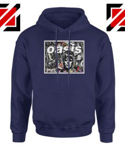 Oasis Band Collage Navy Blue Hoodie