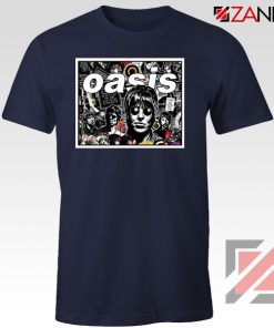 Oasis Band Collage Navy Blue Tshirt