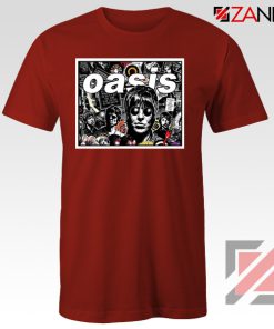 Oasis Band Collage Red Tshirt