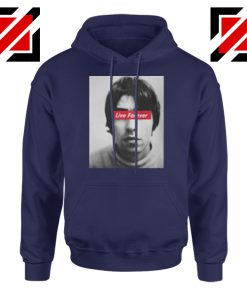 Oasis Band Live Forever Navy Blue Hoodie