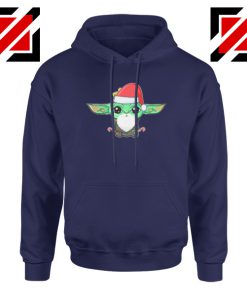 Santa Baby Yoda Navy Blue Hoodie