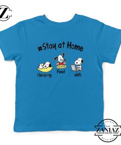 Snoopy Stay Home Blue Kids Tshirt