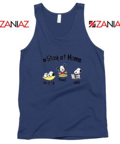 Snoopy Stay Home Navy Blue Tank Top