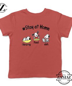 Snoopy Stay Home Red Kids Tshirt