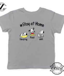 Snoopy Stay Home Sport Grey Kids Tshirt