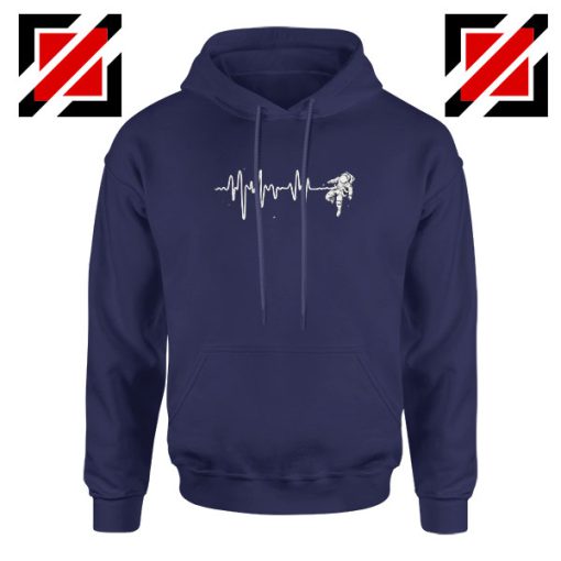 Space Heartbeat Astronaut Navy Blue Hoodie