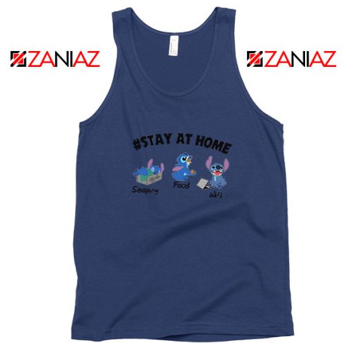 Stitch Stay At Home Navy Blue Tank Top