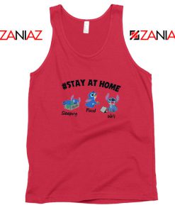 Stitch Stay At Home Red Tank Top