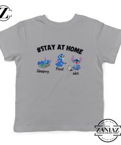 Stitch Stay At Home Sport Grey Kids Tshirt