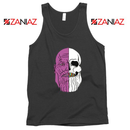 Thanos Face Half Skull Black Tank Top