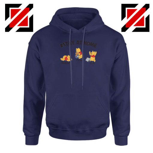 Winnie The Pooh Stay Home Navy Blue Hoodie