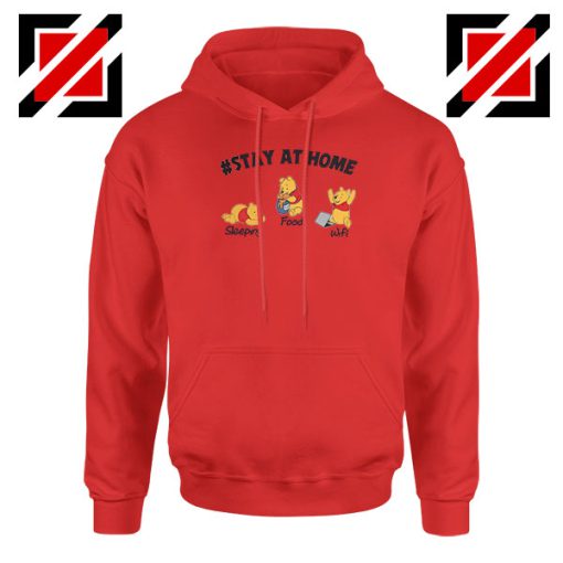 Winnie The Pooh Stay Home Red Hoodie