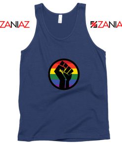 BLM LGBTQ Rainbow Navy Blue Tank Top