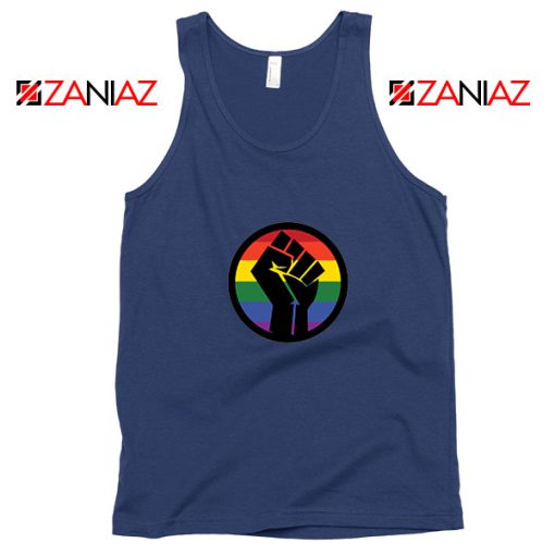 BLM LGBTQ Rainbow Navy Blue Tank Top