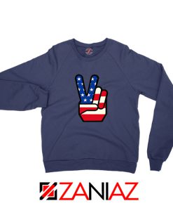 Peace Sign Fingers Navy Blue Sweatshirt