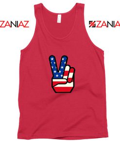 Peace Sign Fingers Red Tank Top