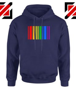 Rainbow Barcode Navy Blue Hoodie