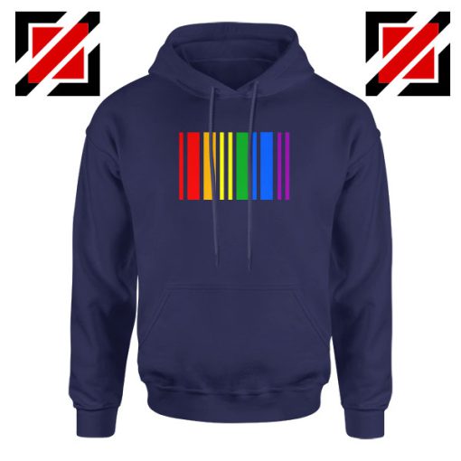 Rainbow Barcode Navy Blue Hoodie