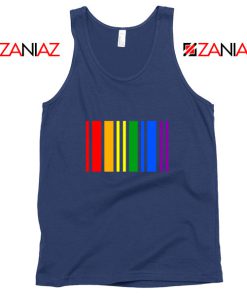 Rainbow Barcode Navy Blue Tank Top