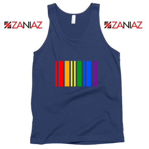 Rainbow Barcode Navy Blue Tank Top