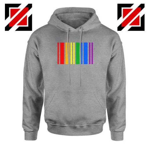 Rainbow Barcode Sport Grey Hoodie