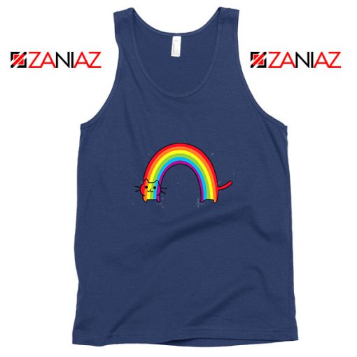 Rainbow Cat Navy Blue Tank Top