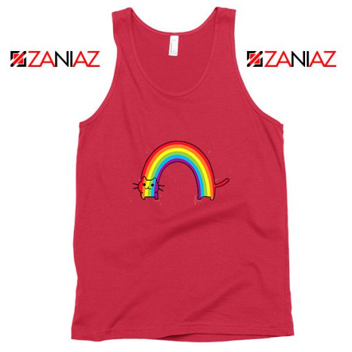 Rainbow Cat Red Tank Top