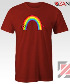 Rainbow Cat Red Tshirt