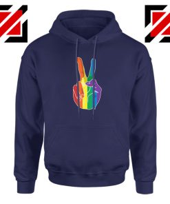 Sign Of Peace Rainbow Navy Blue Hoodie