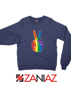 Sign Of Peace Rainbow Navy Blue Sweatshirt