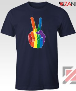 Sign Of Peace Rainbow Navy Blue Tshirt