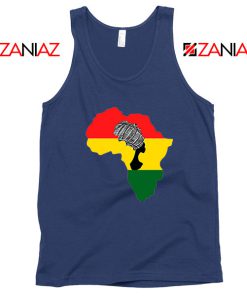 African Black Women Navy Blue Tank Top