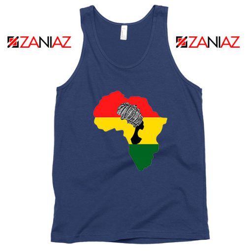 African Black Women Navy Blue Tank Top