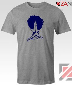 Afro Woman Praying Sport Grey Tshirt