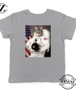 Astronaut Cat Kids Grey Tshirt