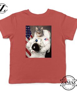 Astronaut Cat Kids Red Tshirt