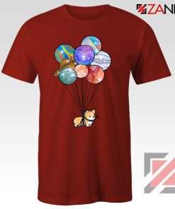 Astronaut Corgi Red Tshirt