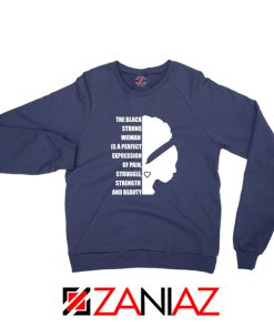 Black Strong Woman Navy Blue Sweatshirt