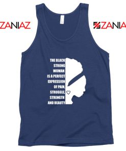 Black Strong Woman Navy Blue Tank Top