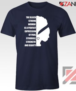 Black Strong Woman Navy Blue Tshirt