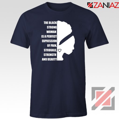 Black Strong Woman Navy Blue Tshirt