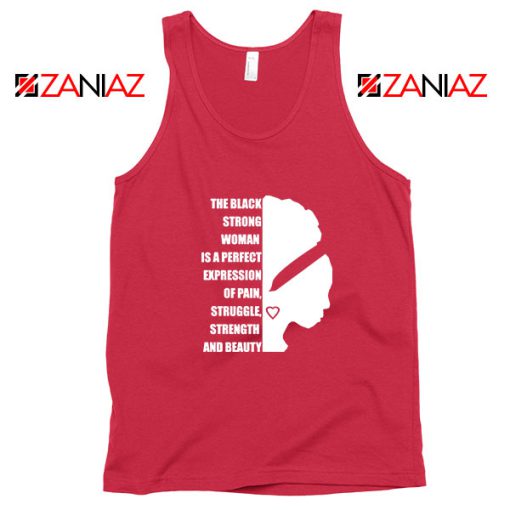 Black Strong Woman Red Tank Top