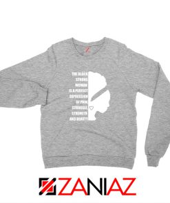 Black Strong Woman Sport Grey Sweatshirt