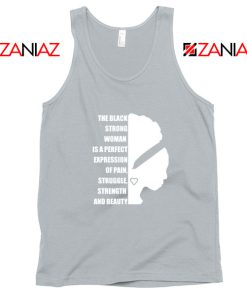 Black Strong Woman Sport Grey Tank Top