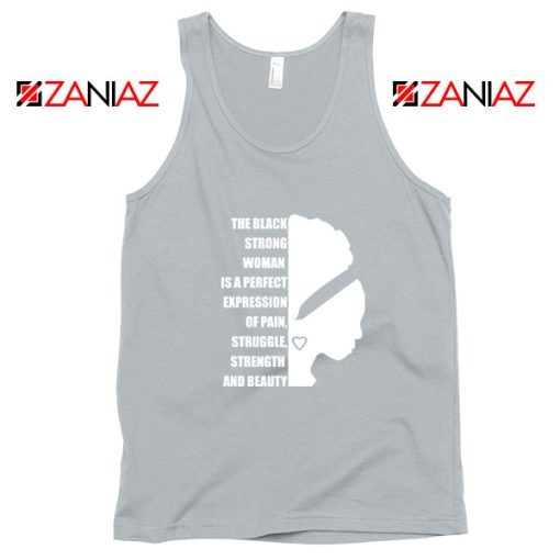 Black Strong Woman Sport Grey Tank Top