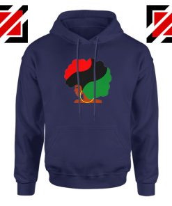 Black Woman Hair Navy Blue Hoodie