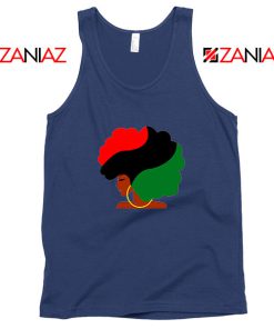 Black Woman Hair Navy Blue Tank Top