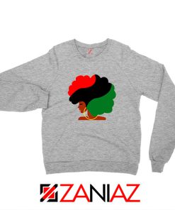 Black Woman Hair Sport Grey Sweatshirt