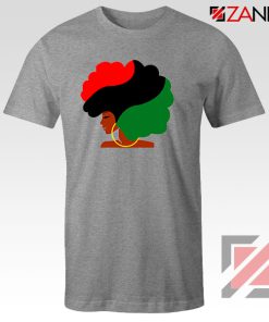 Black Woman Hair Sport Grey Tshirt