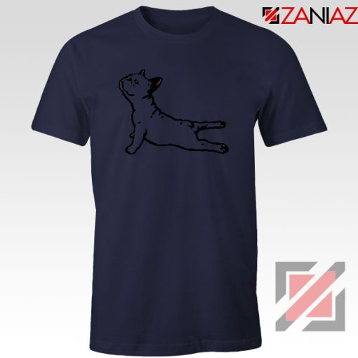 Bulldog Yoga Pose Navy Blue Tshirt